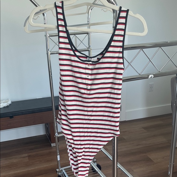 H&M Striped Bodysuit with Button Accents - Picture 1 of 5